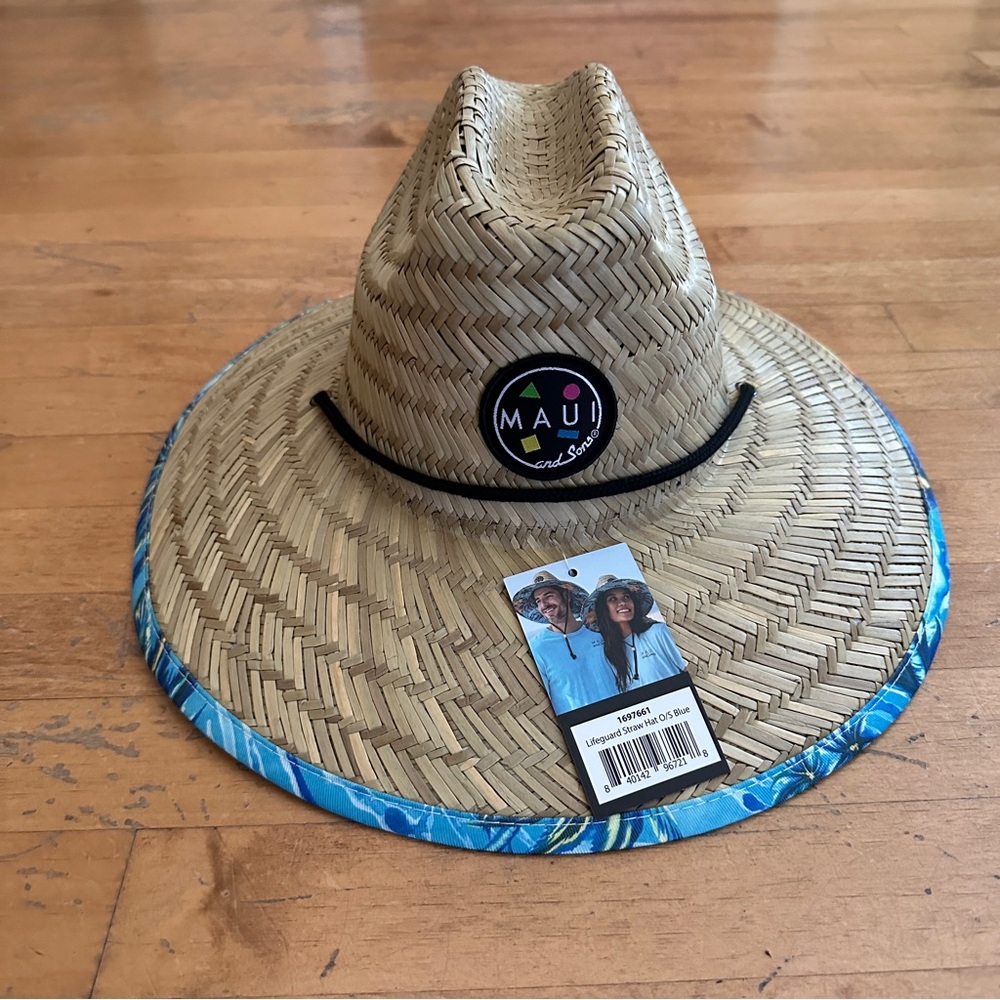 NWT Maui & Sons Straw Sun Hat Unisex UPF 50+